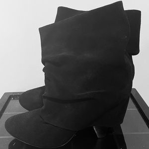 Aldo Black Suede Slouchy Boots Sz 8